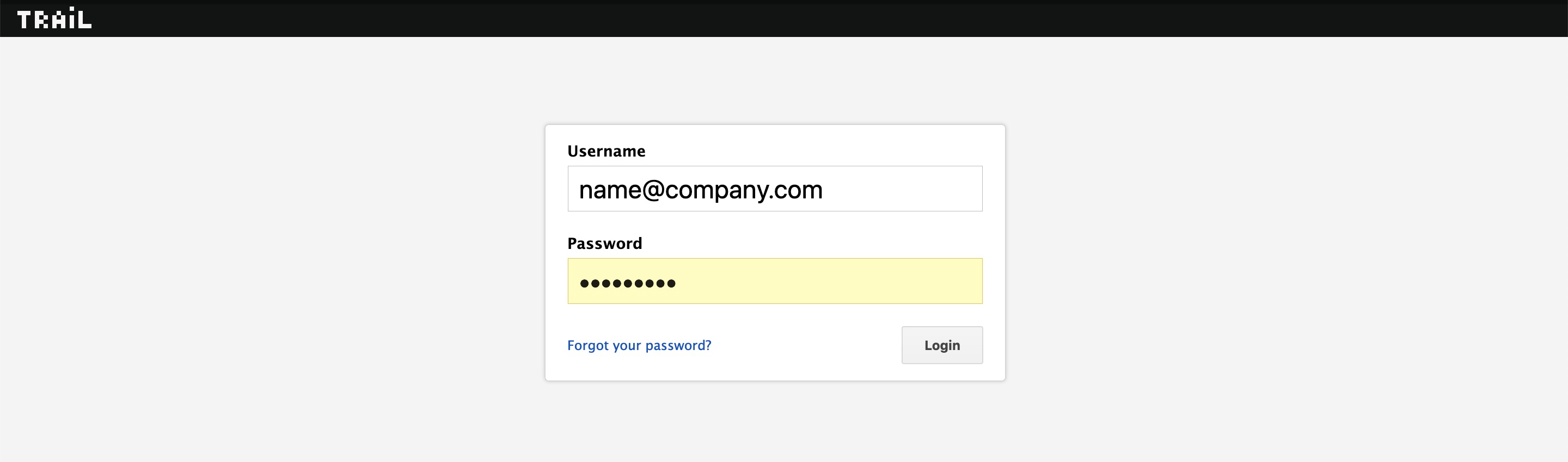 Trail screenshot: Trail login page