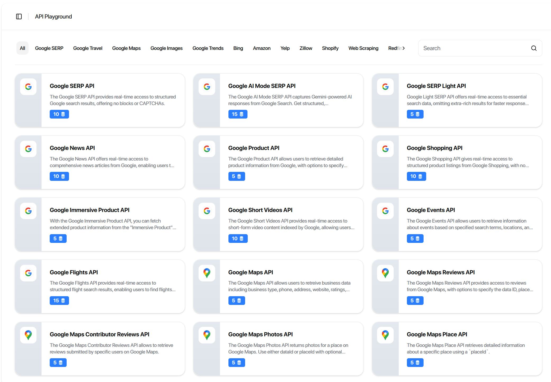 HasData Software - HasData APIs playground