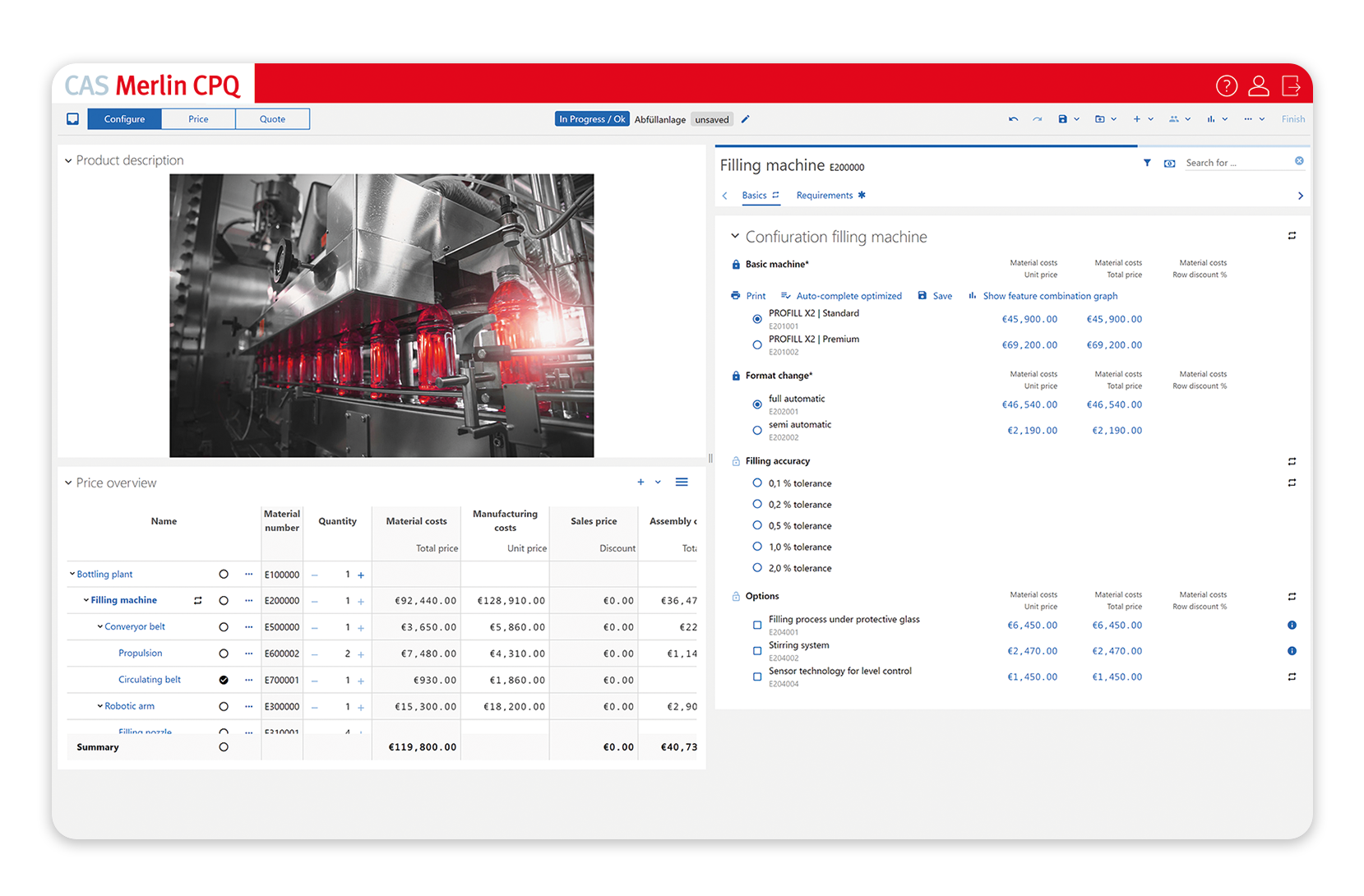 CAS Merlin CPQ screenshot