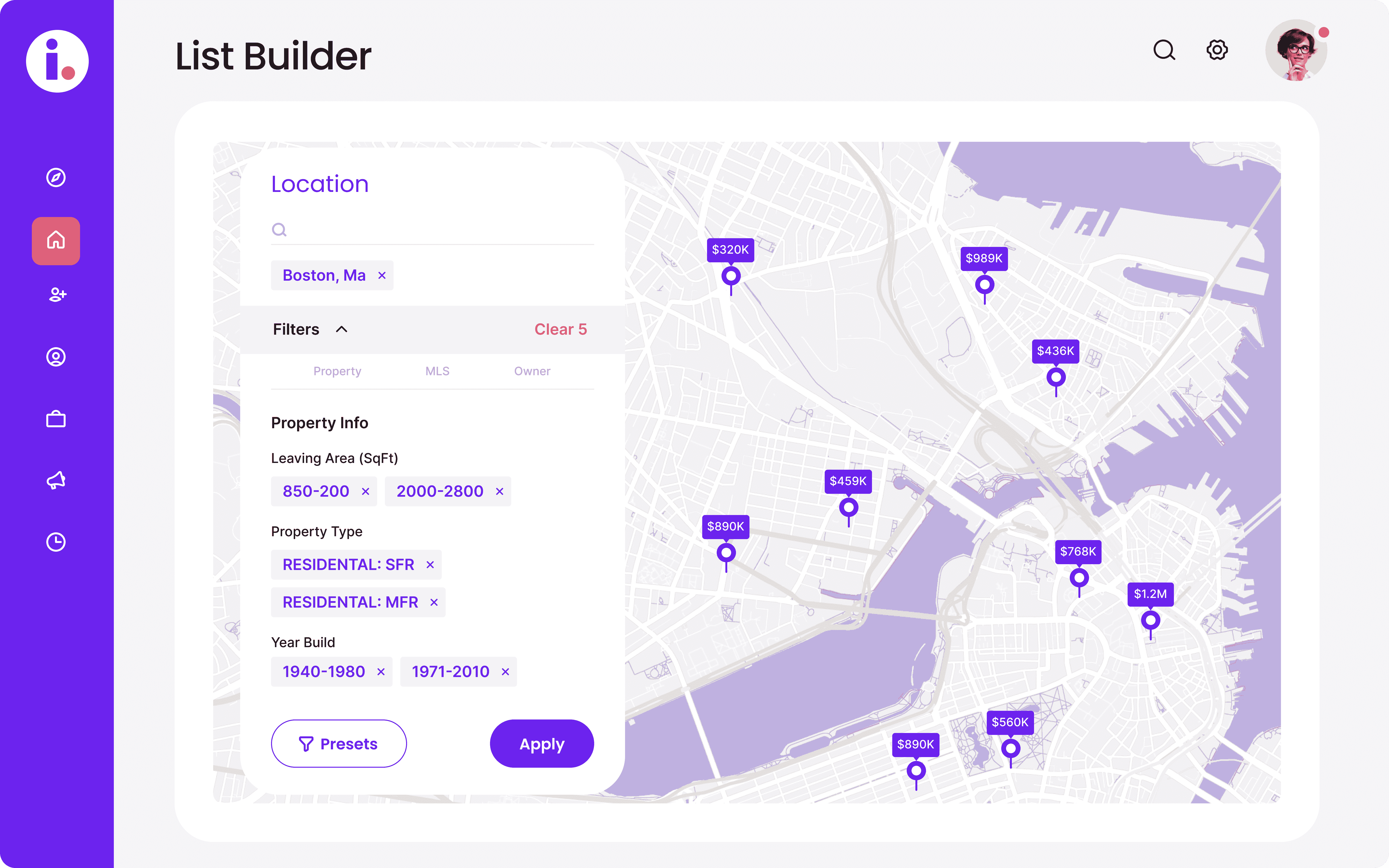 Invelo screenshot: List builder