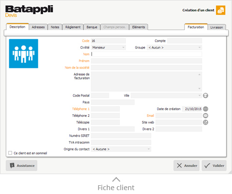 Batappli client details
