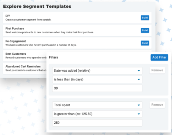 PostPilot screenshot: PostPilot customer segmentation