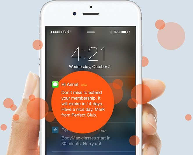 Perfect Gym Software - Send automated emails, push notifications and sms alerts to remind members about their upcoming activities