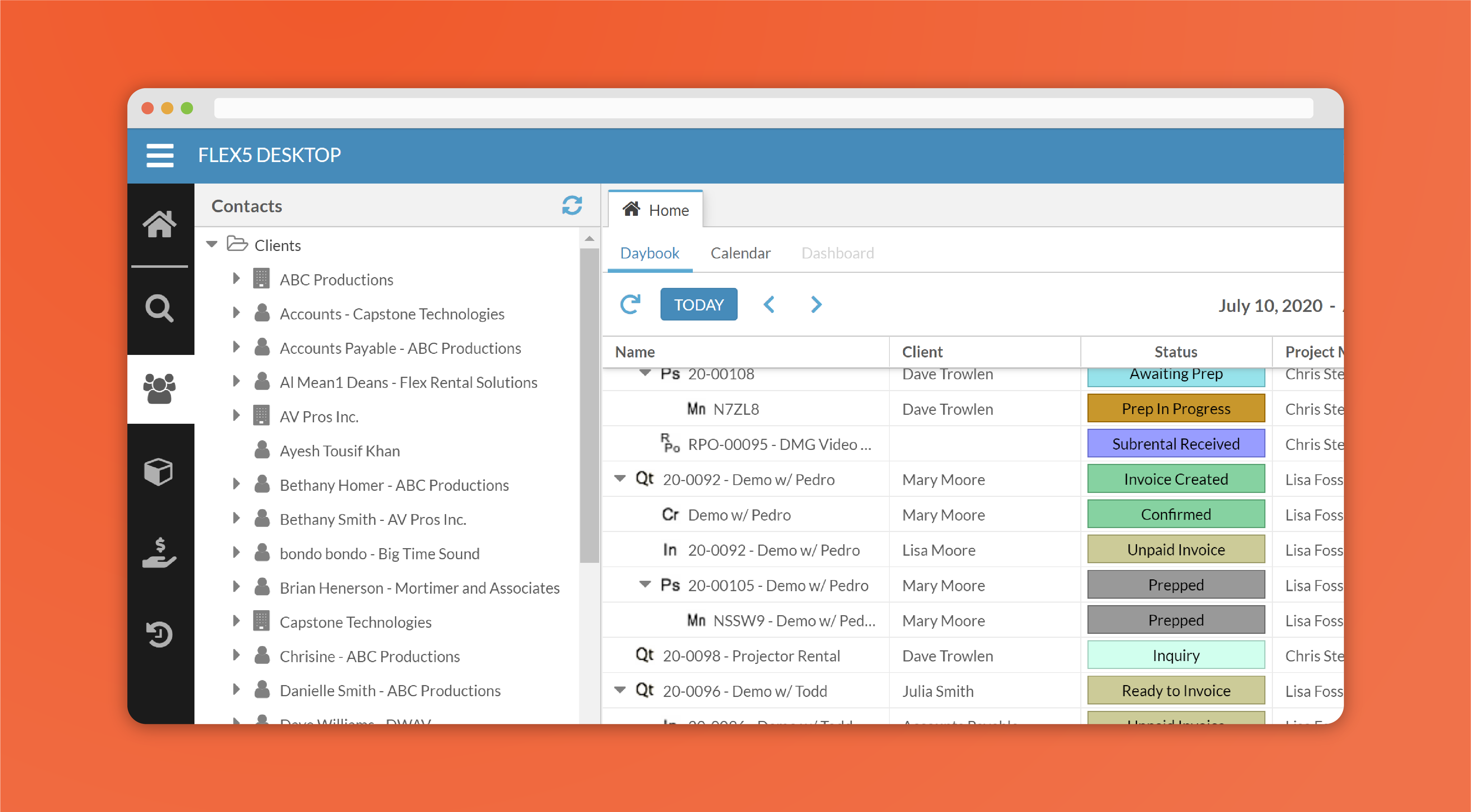 Flex Software - A convenient system of record for all your business relationships, customer, vendor, staff, and labor contacts. Keep track of client communications, notes, and follow-up tasks so you can deliver thoughtful and personalized customer service.