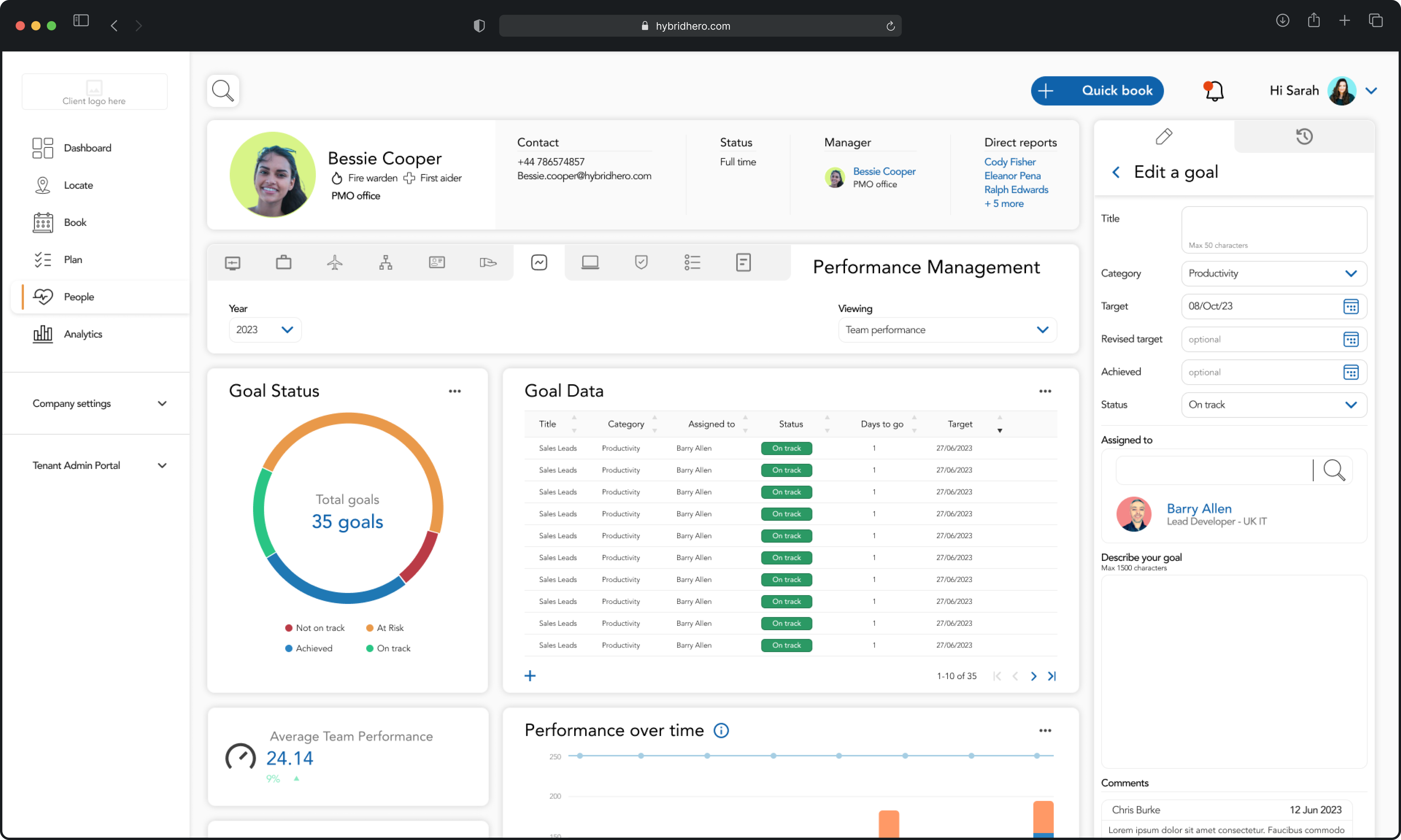 HybridHero Software - HybridHero performance management dashboard