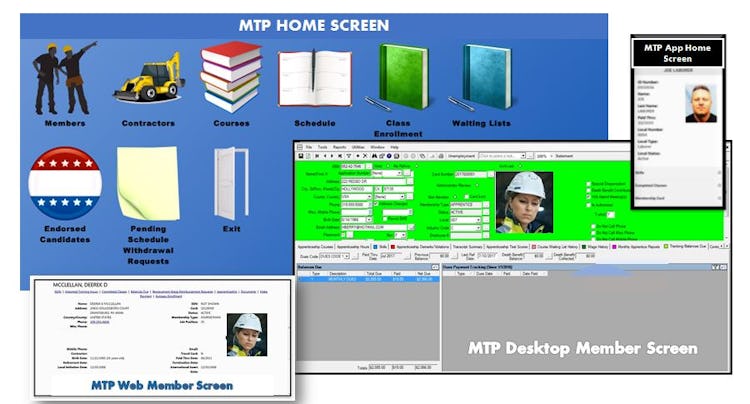 Membership Tracking Program (MTP) screenshot: MTP Home and Member Screens