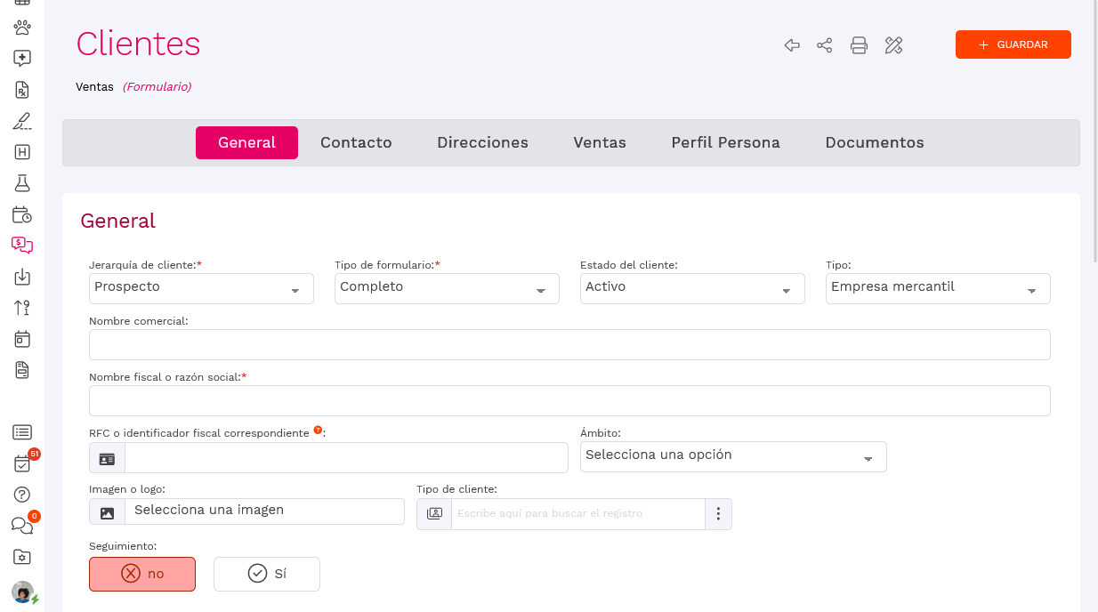 Zendha Core screenshot: Zendha Core's customer data entry interface features clear forms and categorized fields for recording vital business information. Users can also add notes and attachments for organized records.