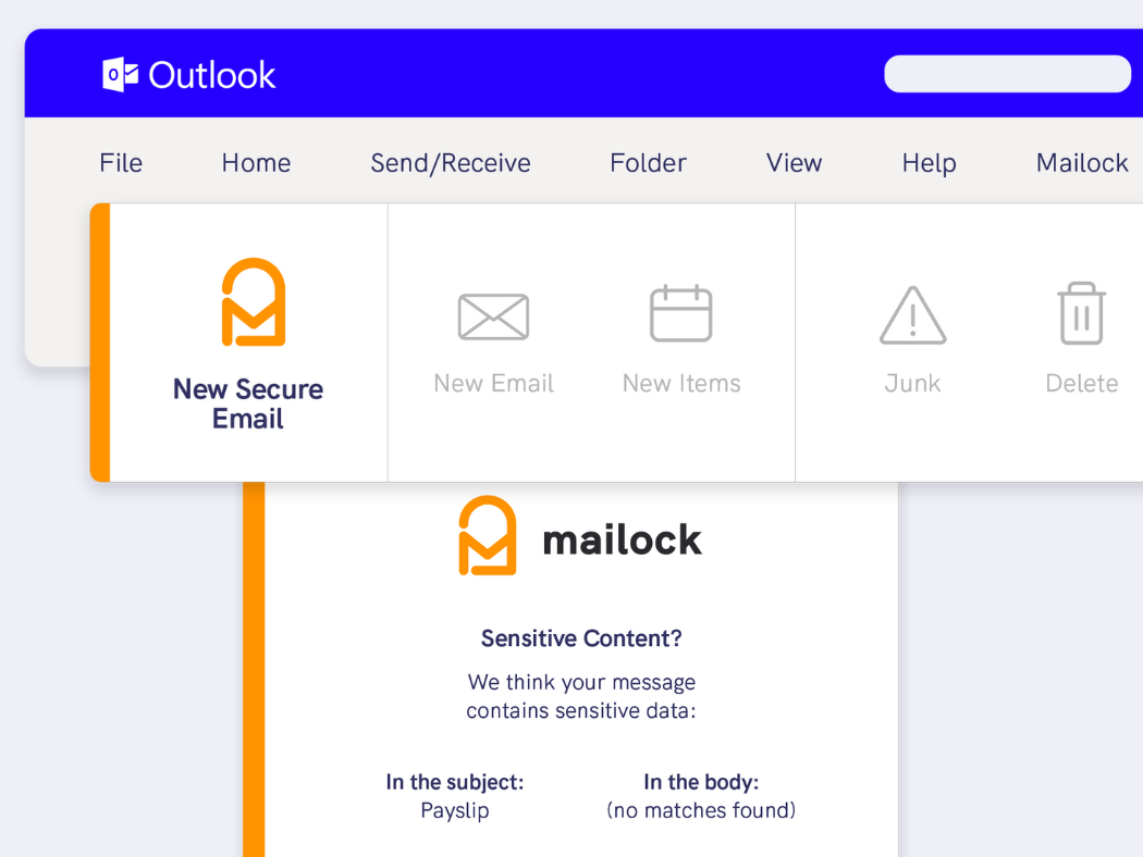 Secure email Outlook functionality