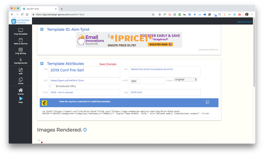 Campaign-Genius screenshot: Campaign Genius template attributes screenshot