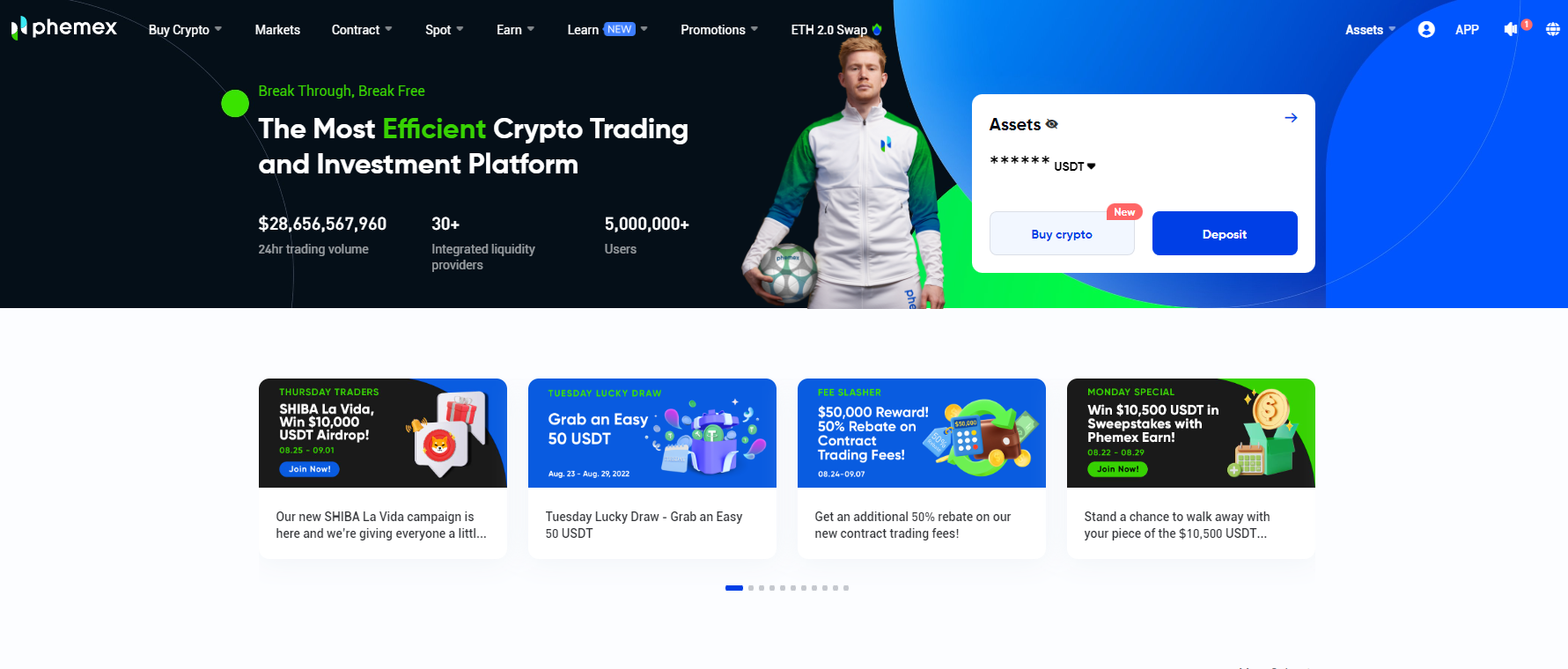 Phemex screenshot: Phemex homepage