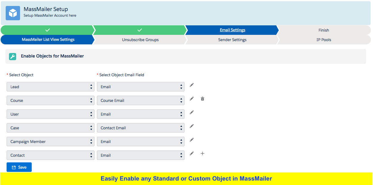 MassMailer standard or custom object enabler