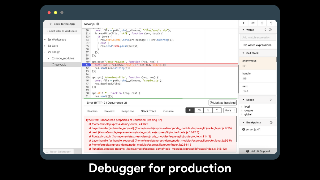 Debugger for production