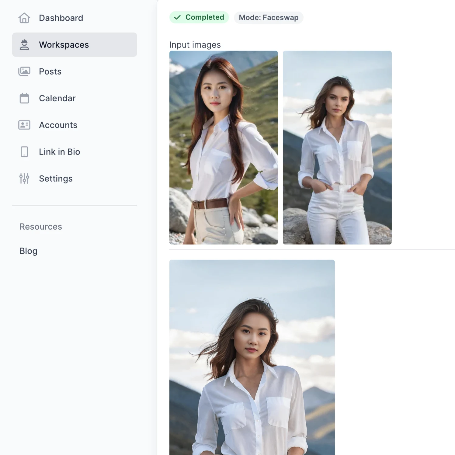 Postcrest screenshot: Postcrest face swapping