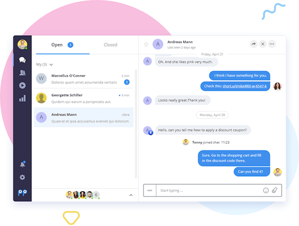 Smartsupp screenshot: Smartsupp dashboard conversation