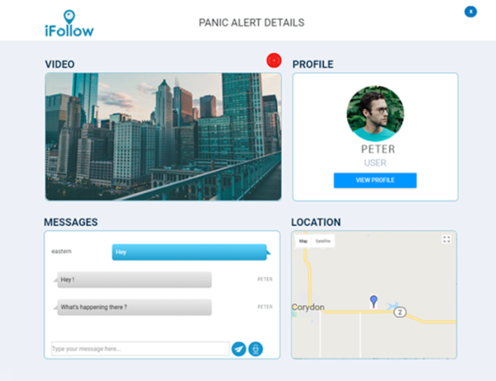 iFollow Alerts screenshot: iFollow Alerts panic alert details