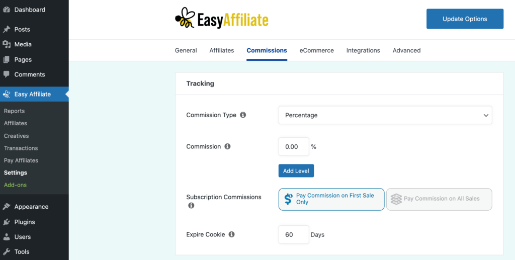 Easy Affiliate Customized Commissions Settings