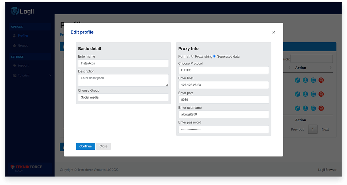 Logii Browser Software - Proxy & environment control