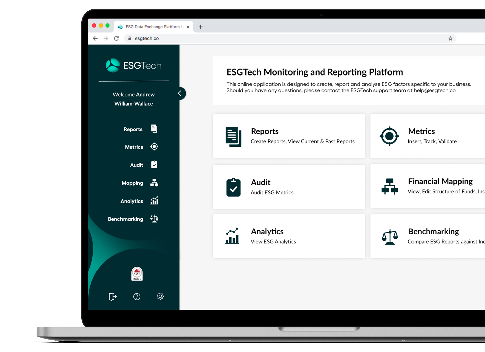 ESGTech screenshot: ESGTech monitoring and reporting