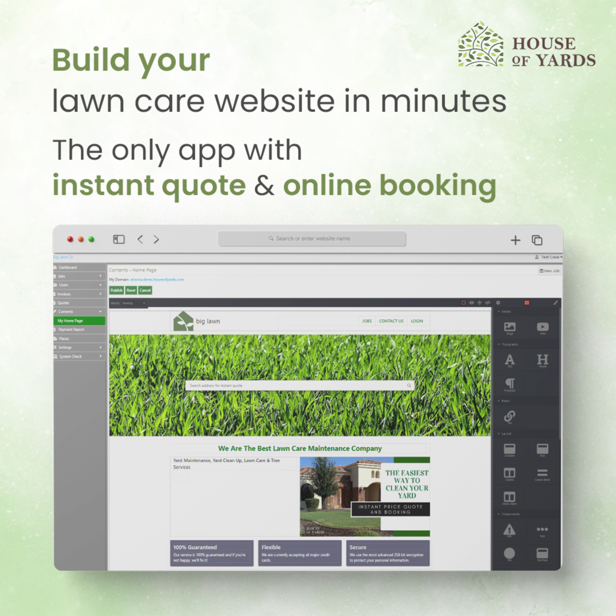 House of Yards Lawn Care Website Built in Mins