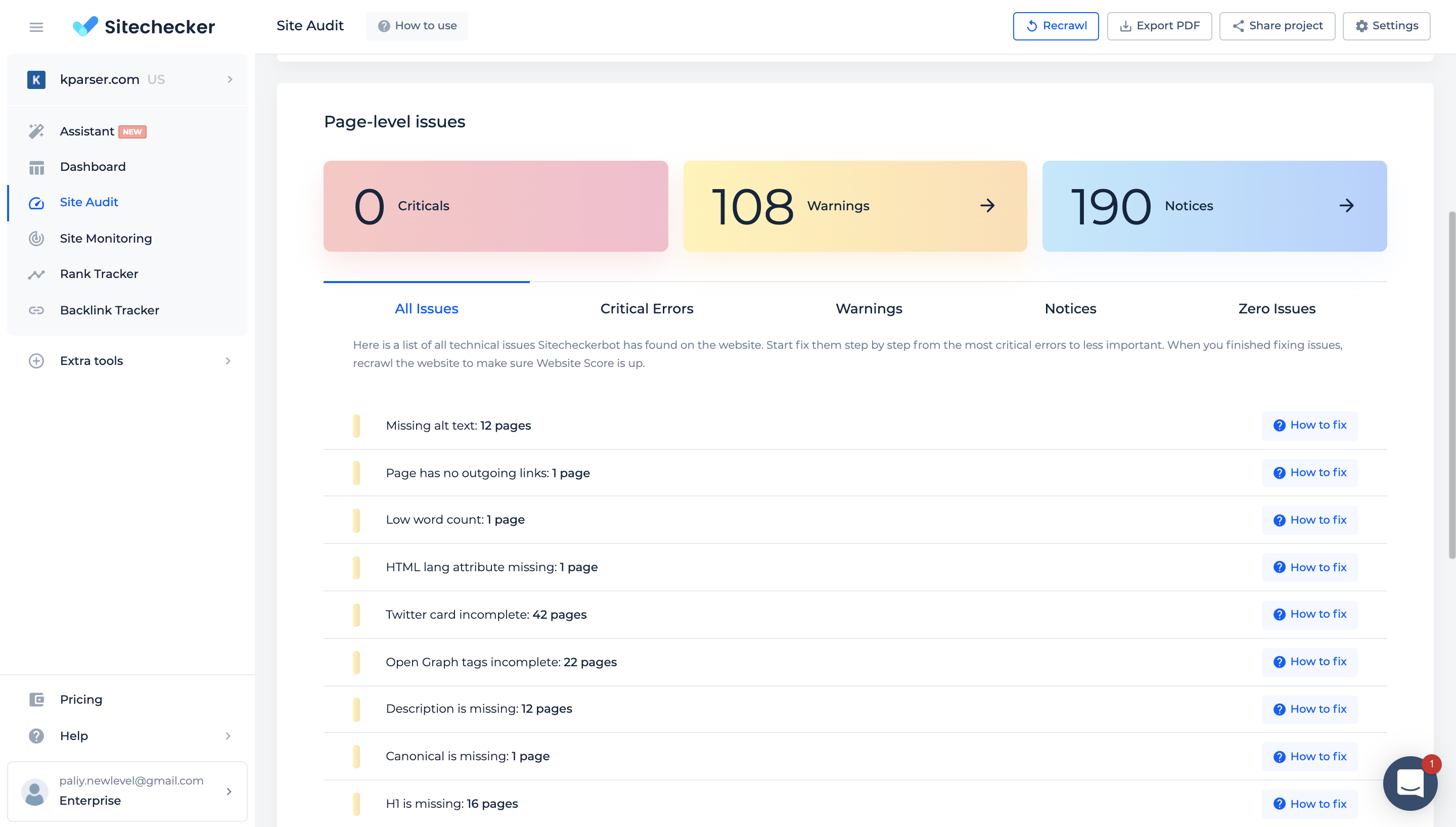Sitechecker.pro Software - Site Audit