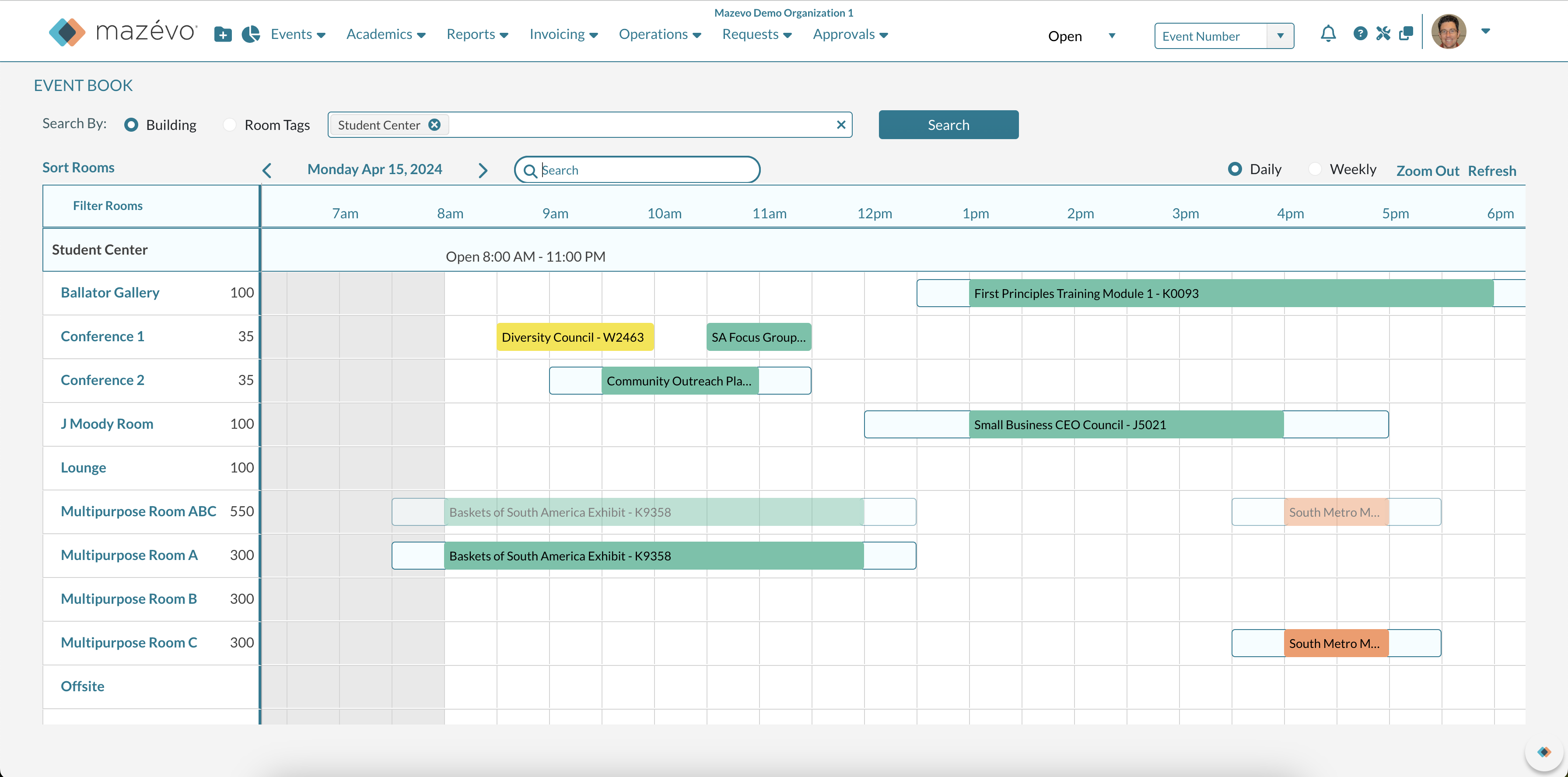 Mazevo screenshot: Mazévo Event Book
