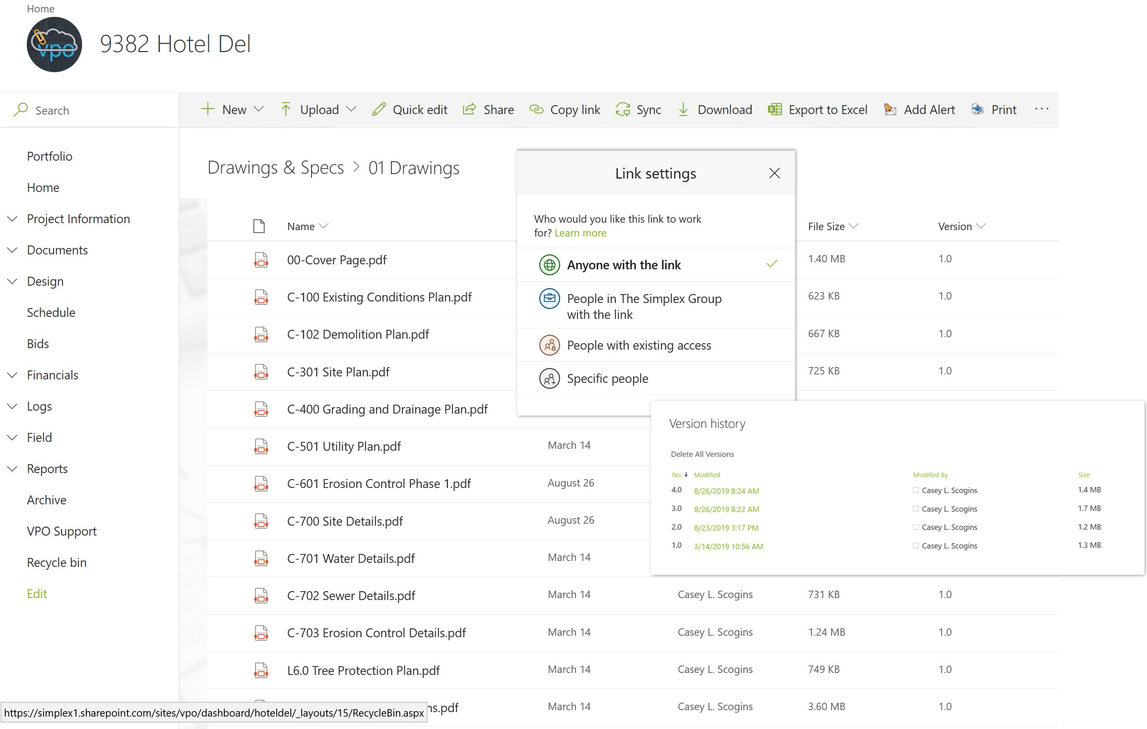 VPO Software - Document Management Log