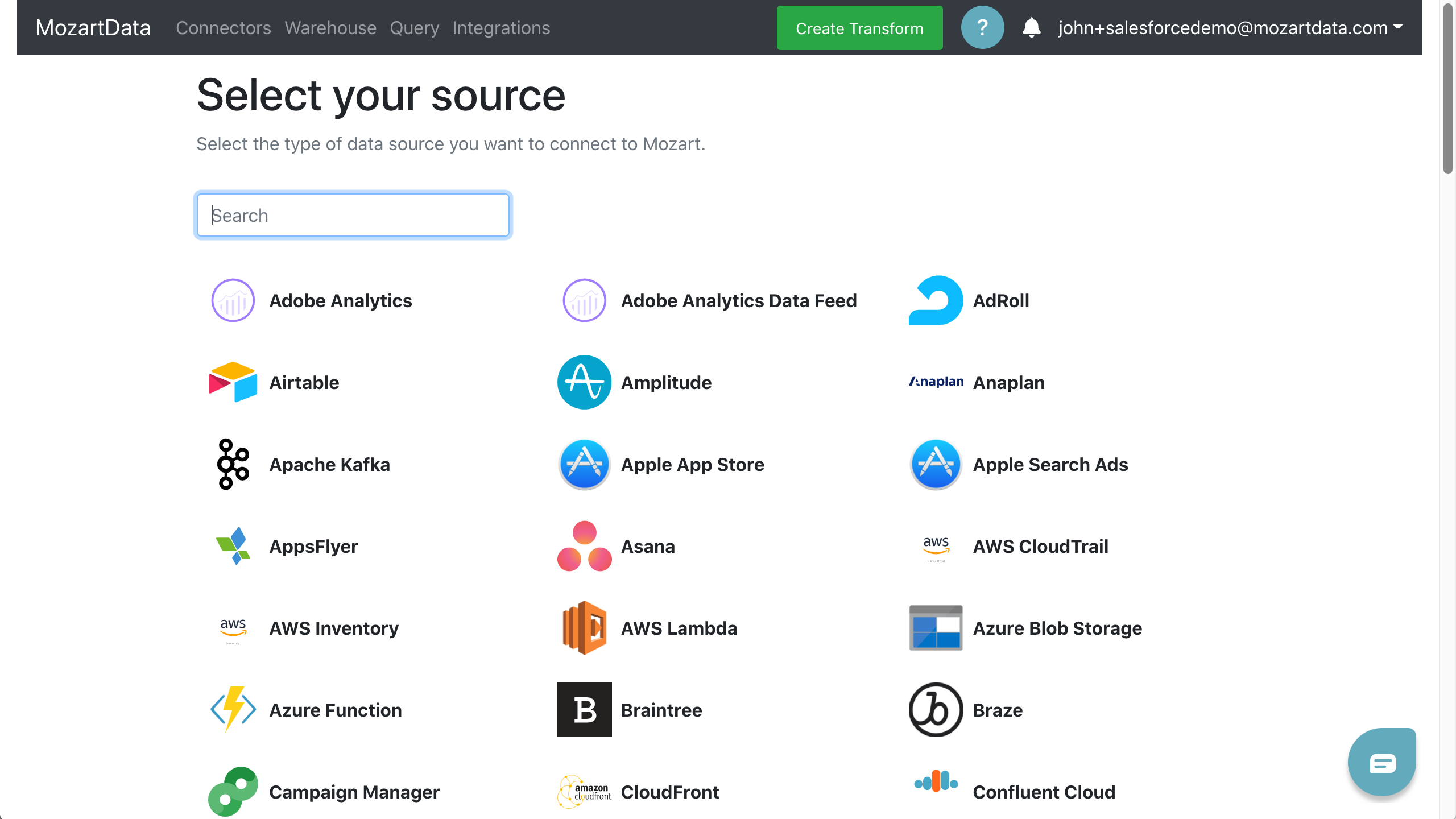 Mozart Data Software - Connect all your data sources with over 120 out-of-the-box connectors