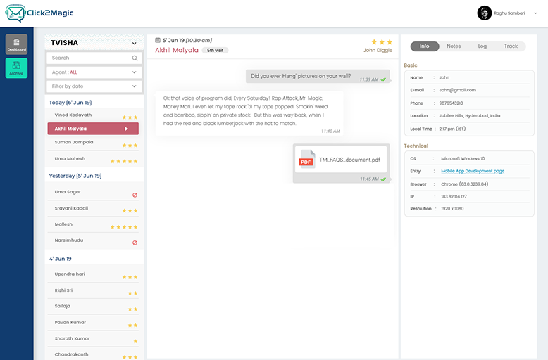 Click2Magic screenshot: Click2Magic main interface