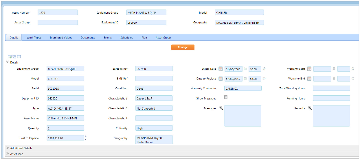 QFM Software - Complete asset/equipment details