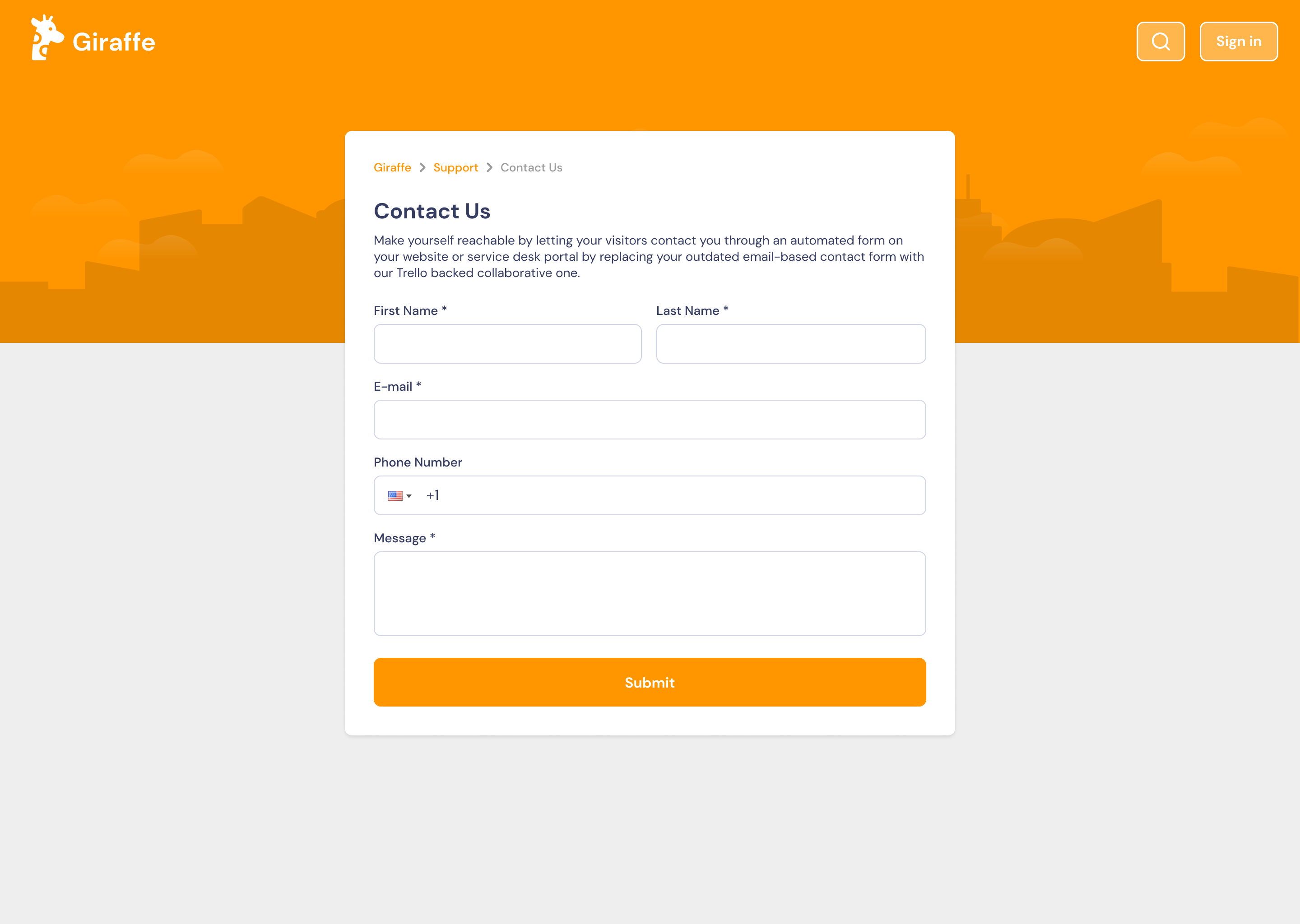 Hipporello Service Desk Software - Hipporello Service Desk Portal Form Submission Page