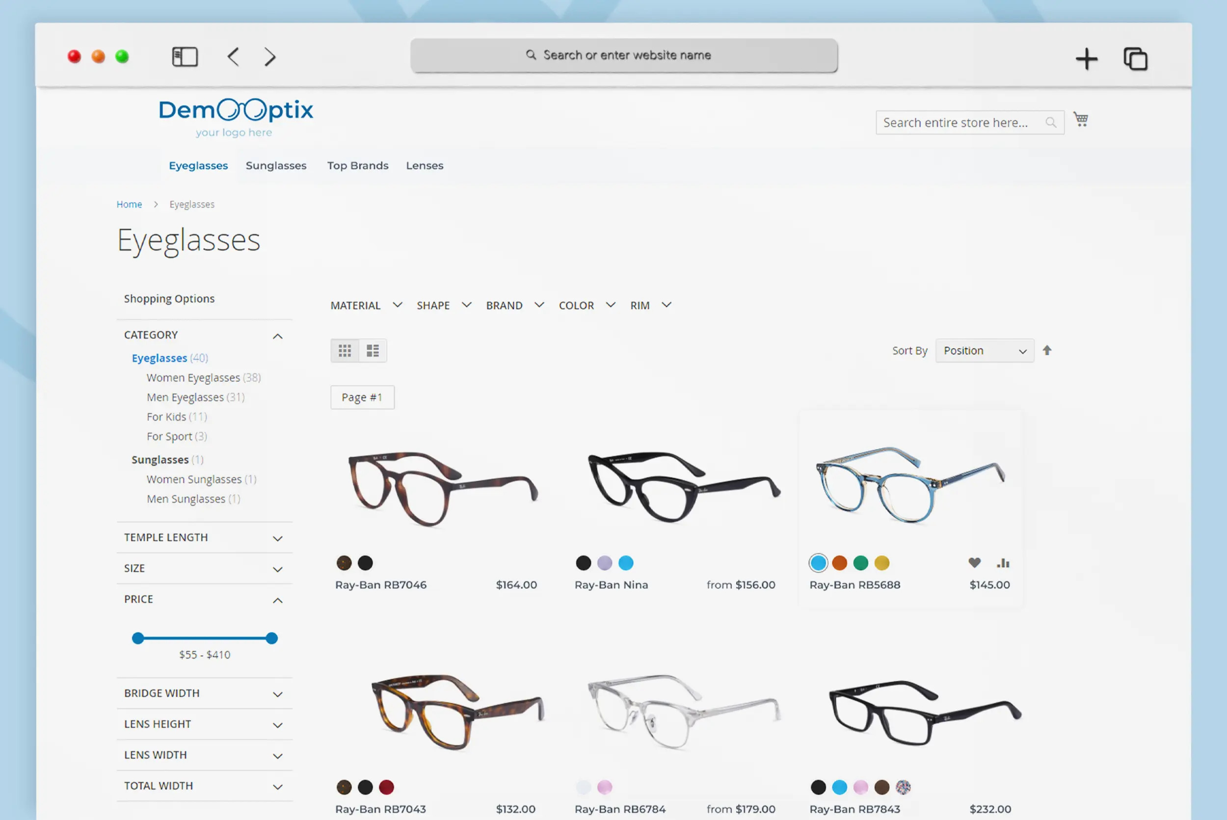 Eyeglasses catalogue