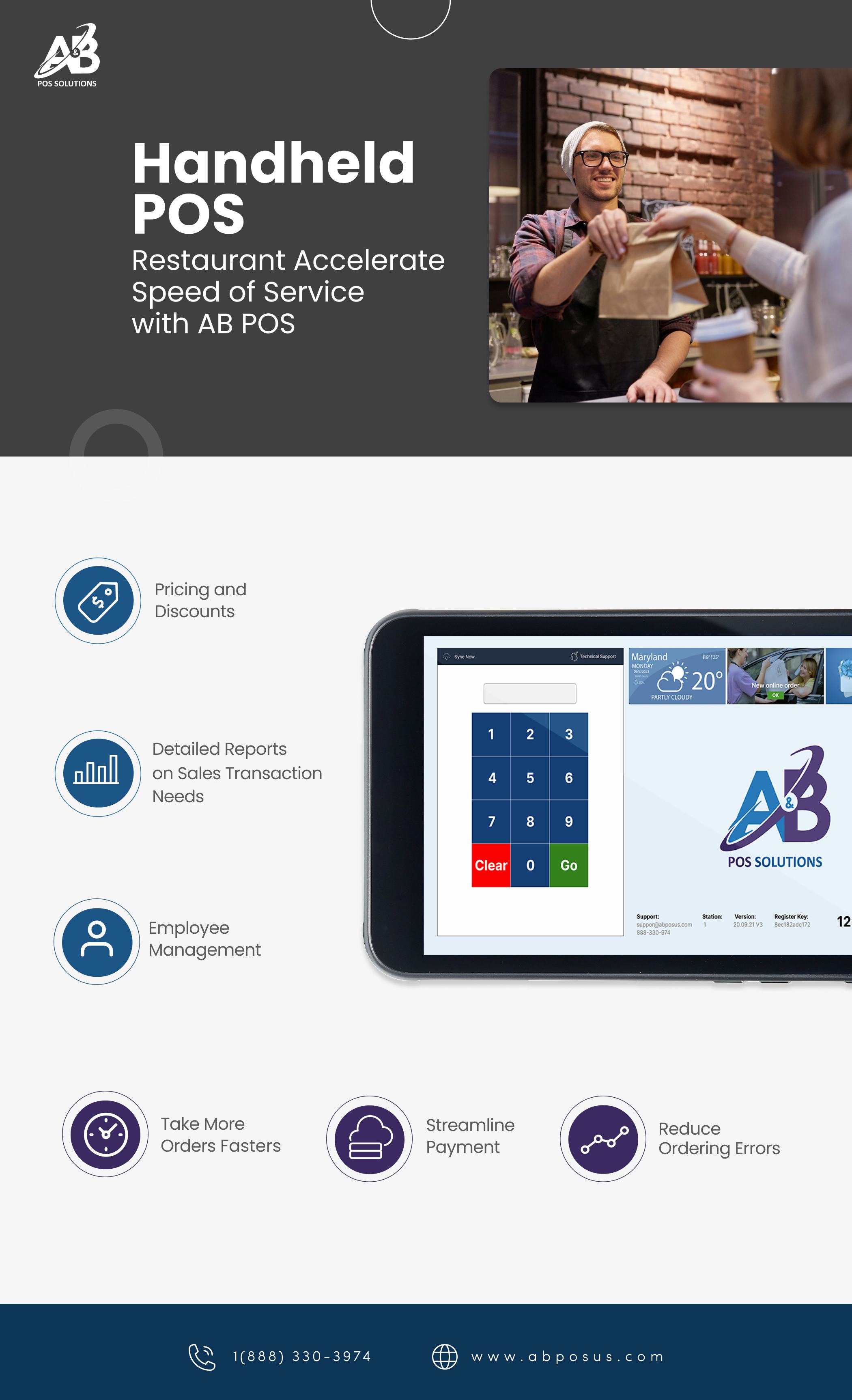 AB POS Software - A fully integrated Handheld POS system designed and built for restaurants.