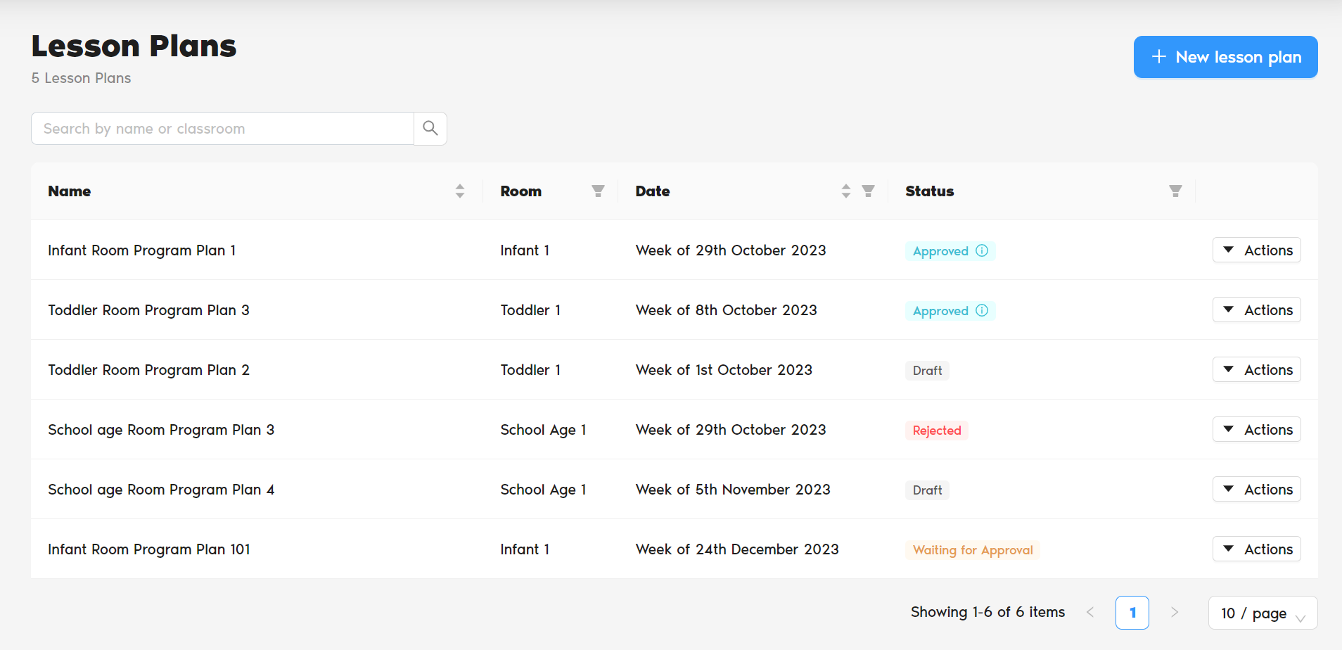 Digital Childcare Software - Lesson Plan management