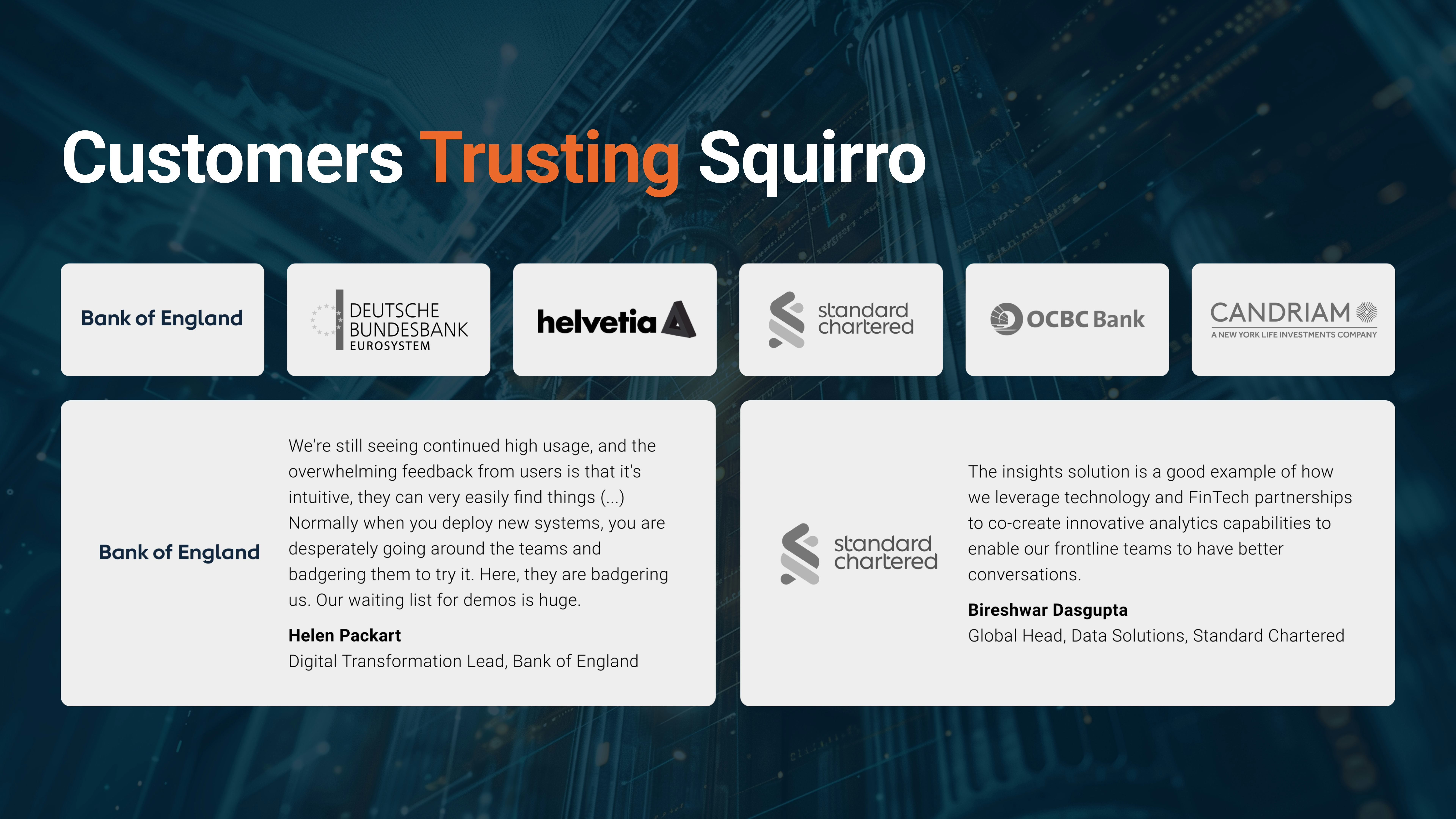 Squirro Software - Customers trusting Squirro