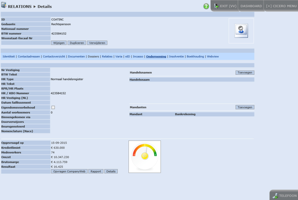 CICERO LawPack screenshot: CICERO LawPack relations management