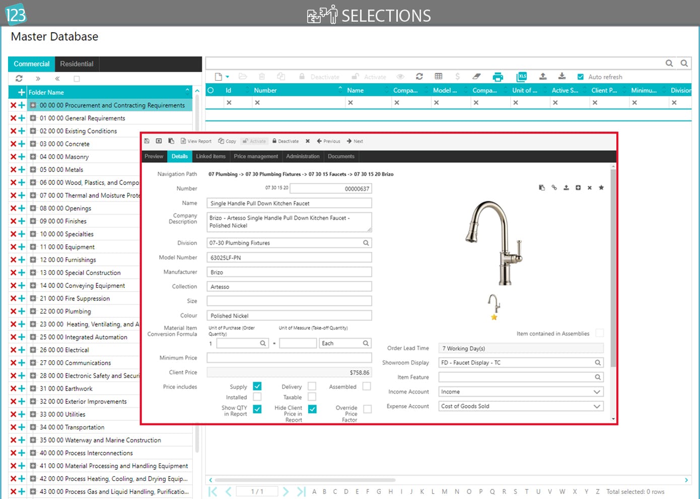 123worx Software - Material Selection Sheets