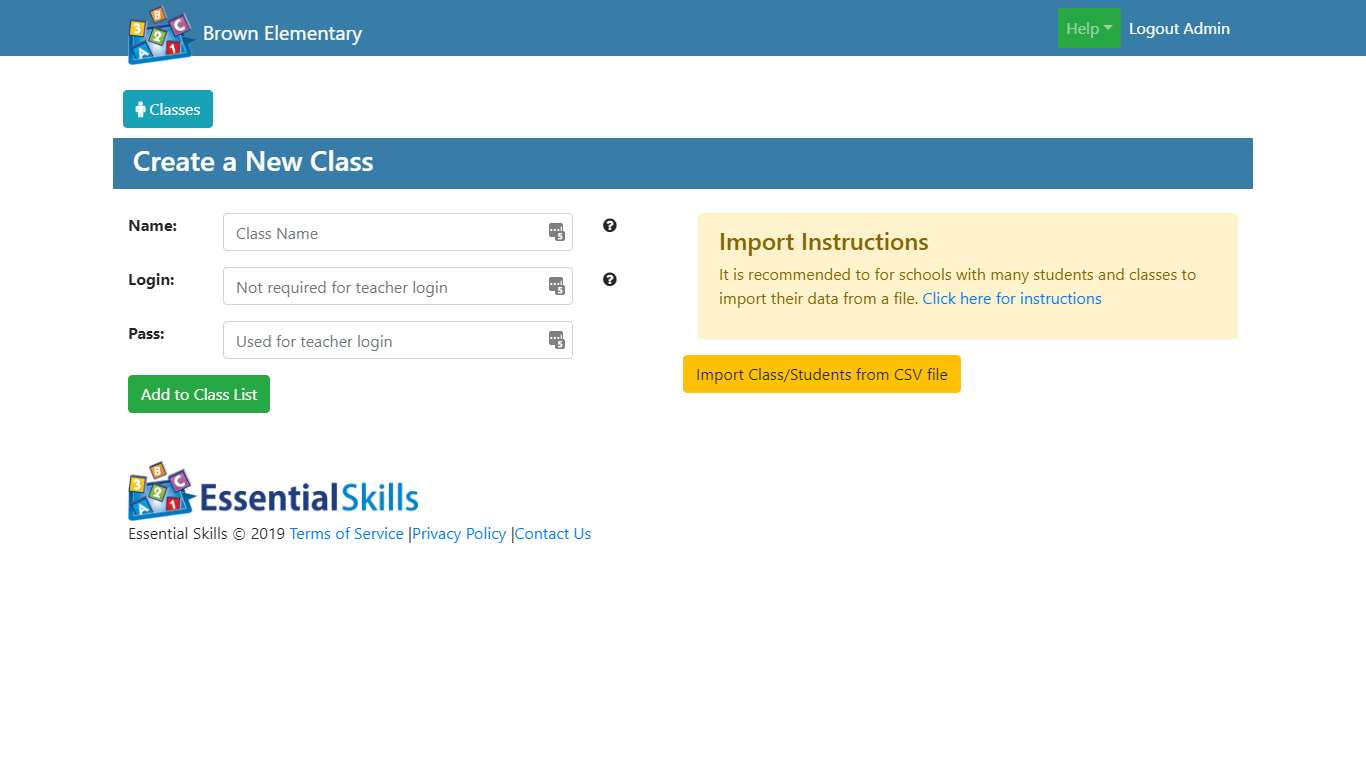 Essential Skills screenshot: Essential Skills create new class