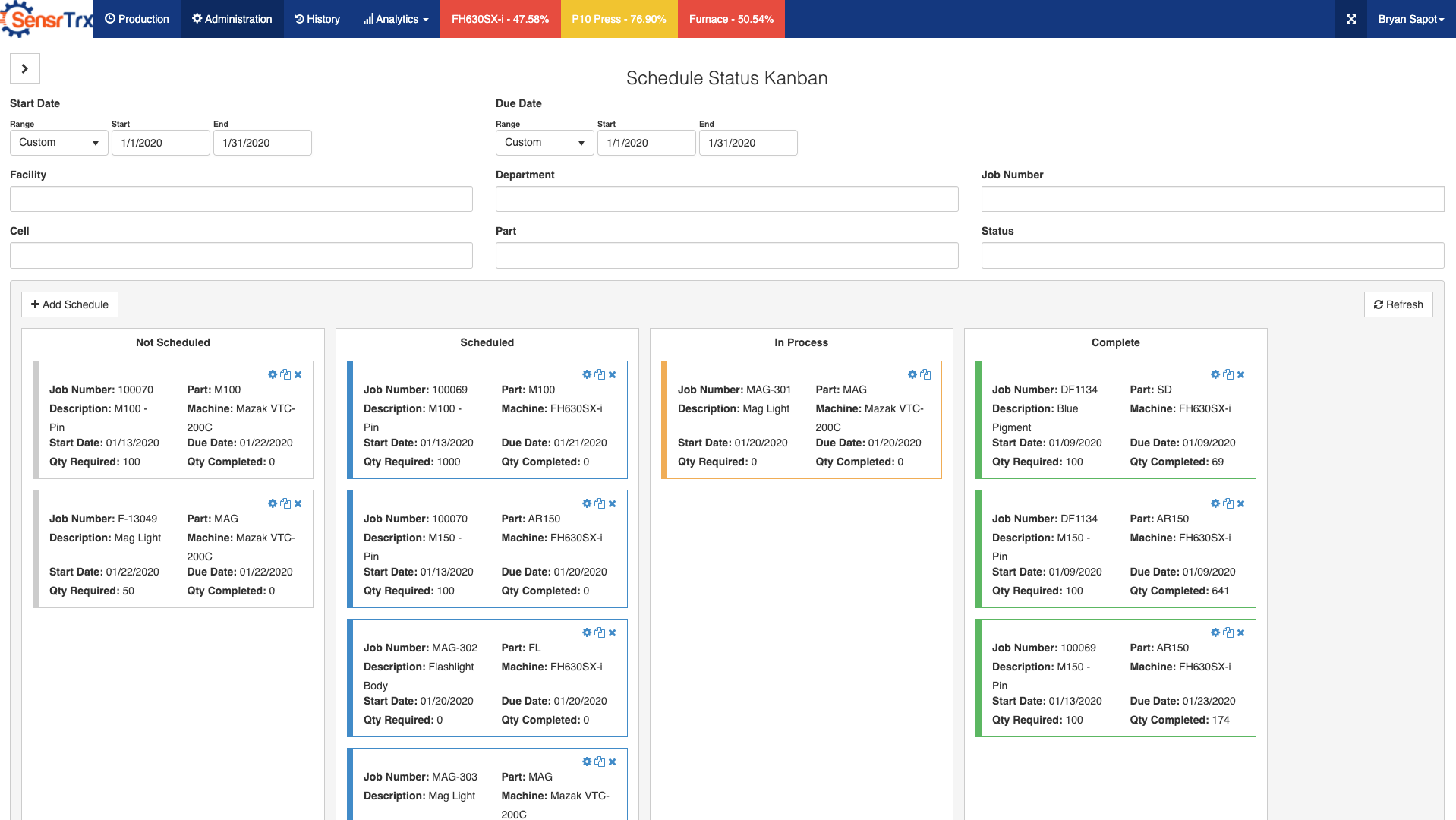 Scheduling Status