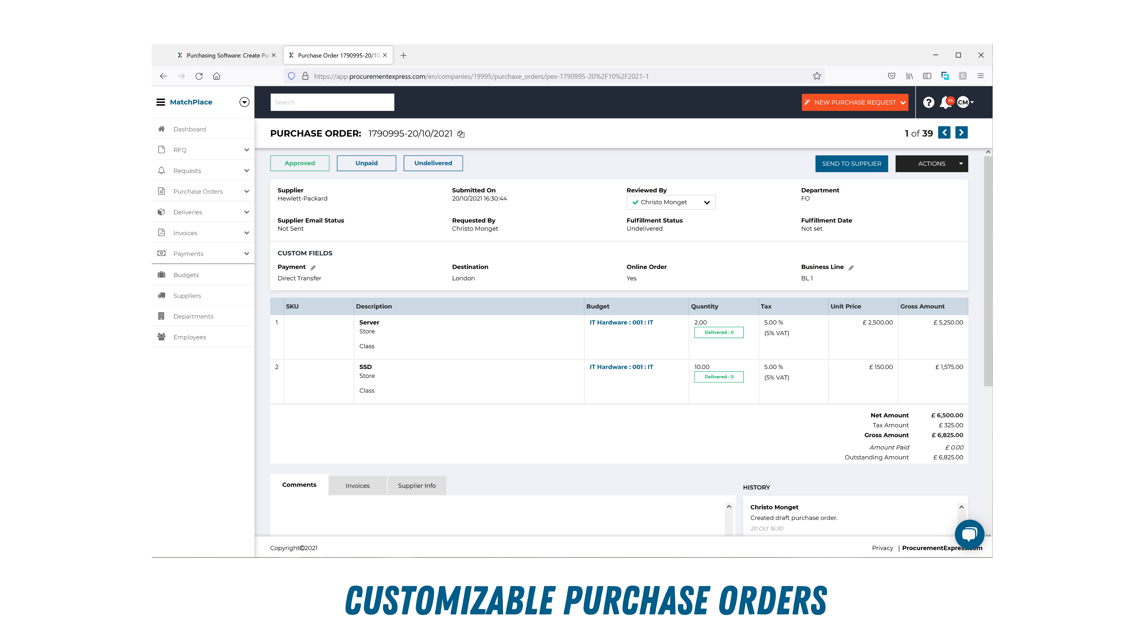 Customizable Purchase Orders