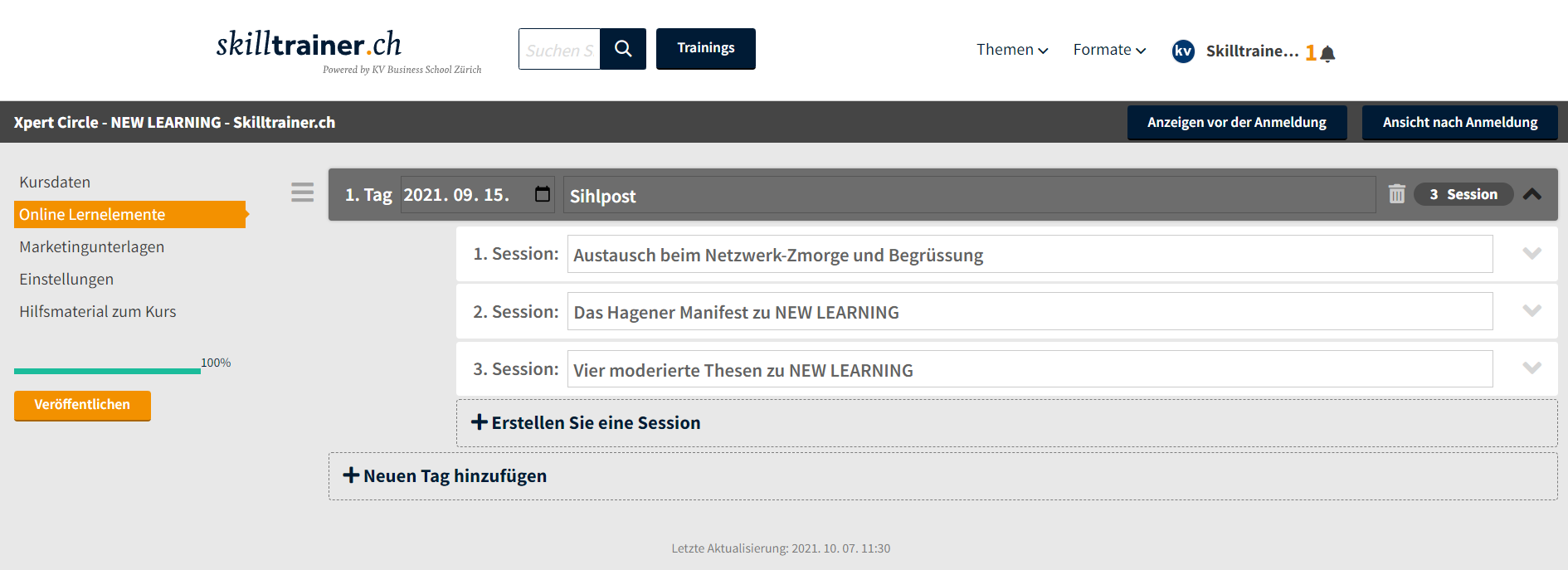 Webuni screenshot: Webuni course editor