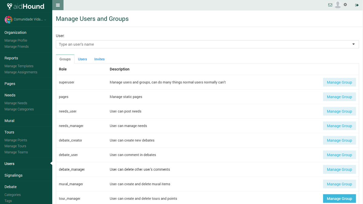 AidHound user group management