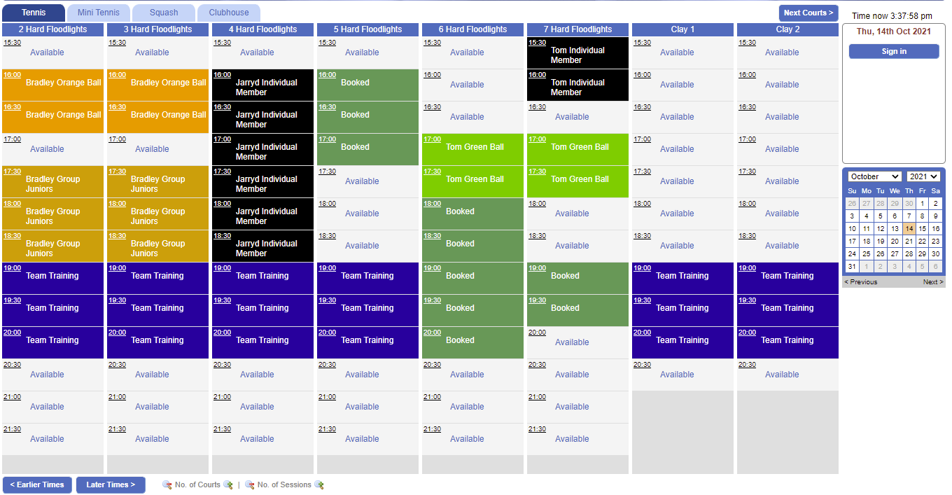 eBookingOnline screenshot: Online court booking