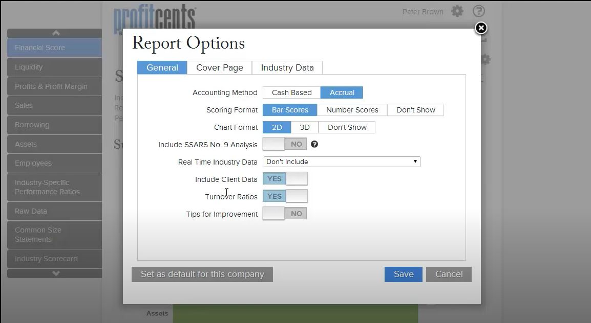 ProfitCents screenshot: ProfitCents financial metrics