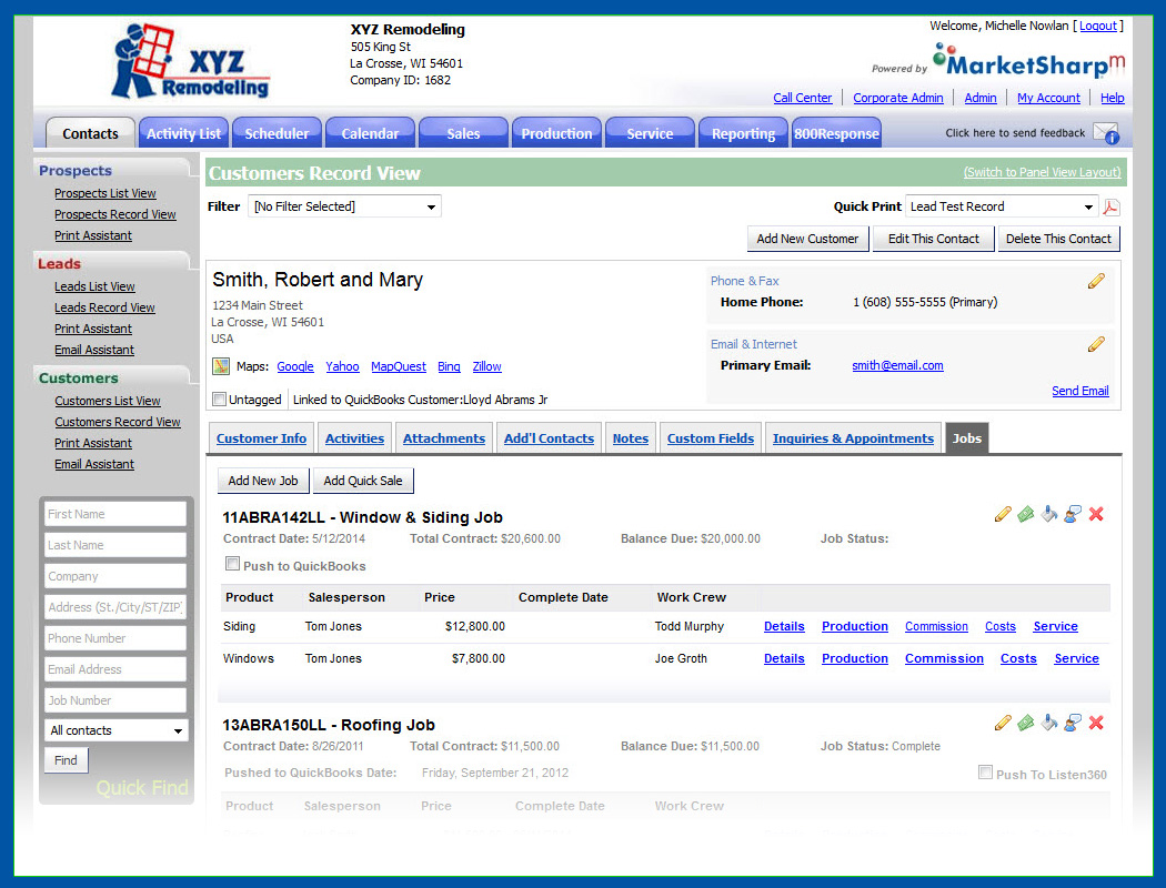 Customer screen