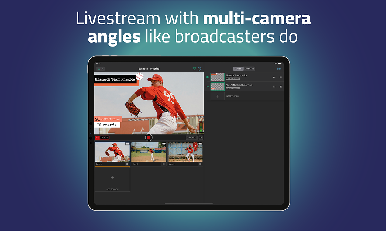 Livestream with multi-camera angles like broadcasters do