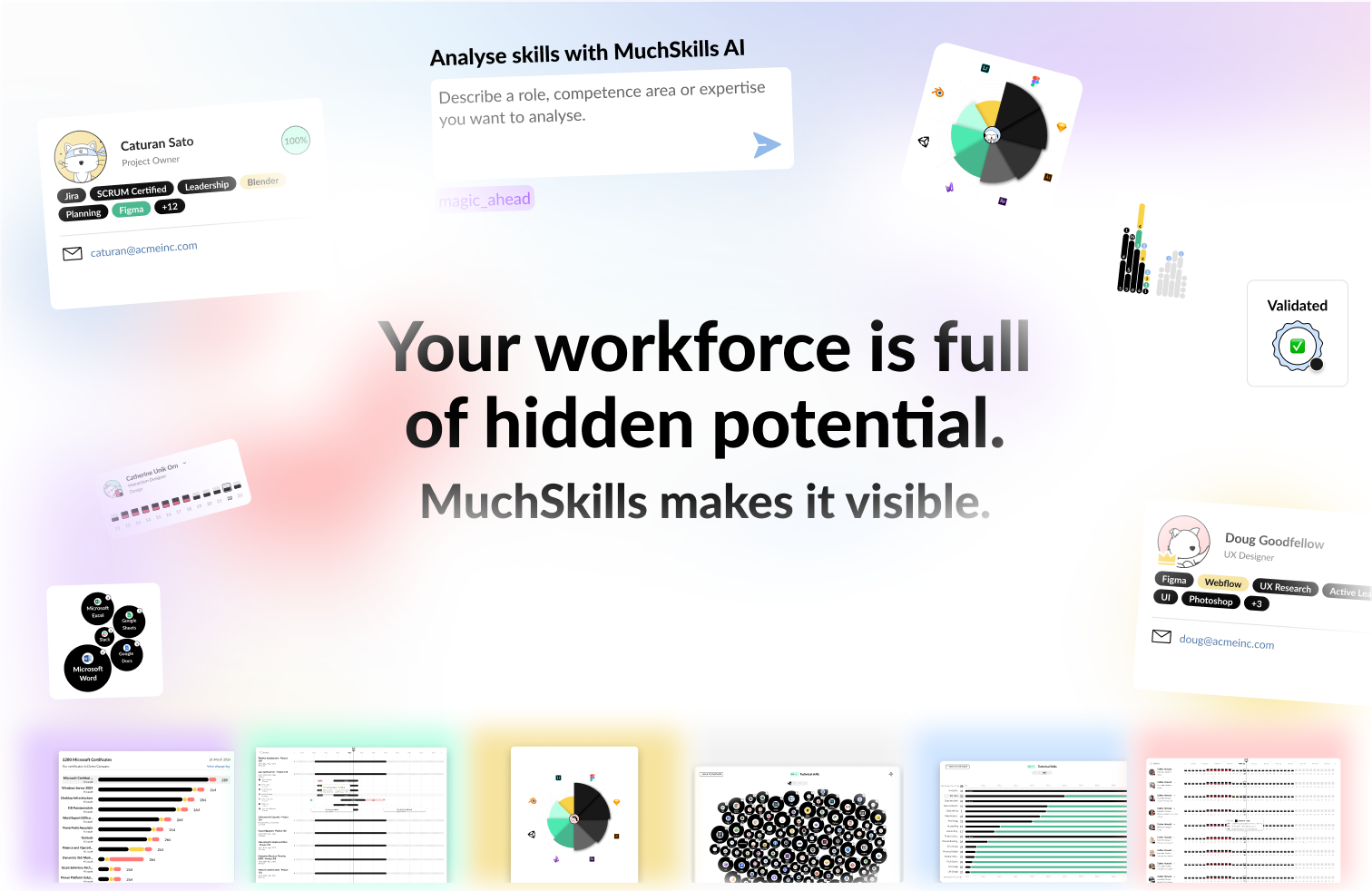 MuchSkills screenshot: MuchSkills is a proven skills management platform that helps HR and team leaders deploy the right people, reduce risk, and plan smarter with a single source of truth for skills.