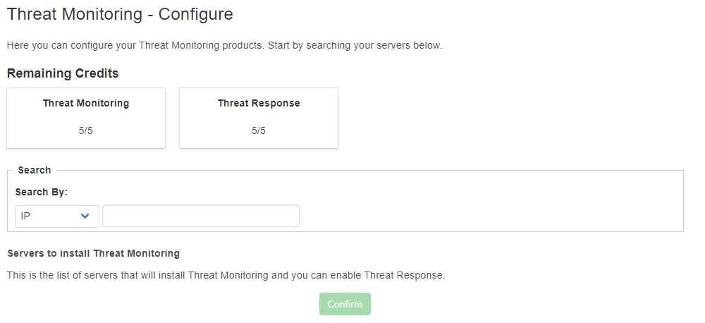 PROsecure assign threat monitoring credits to required servers