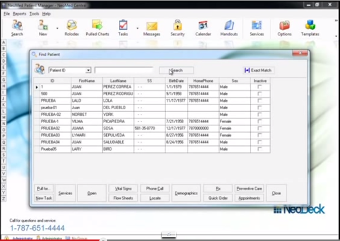 NeoMed EHR Software - Patient search