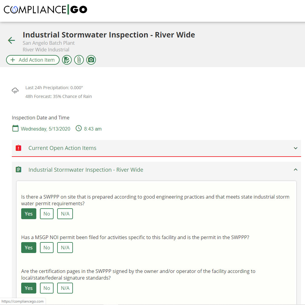 ComplianceGO action items