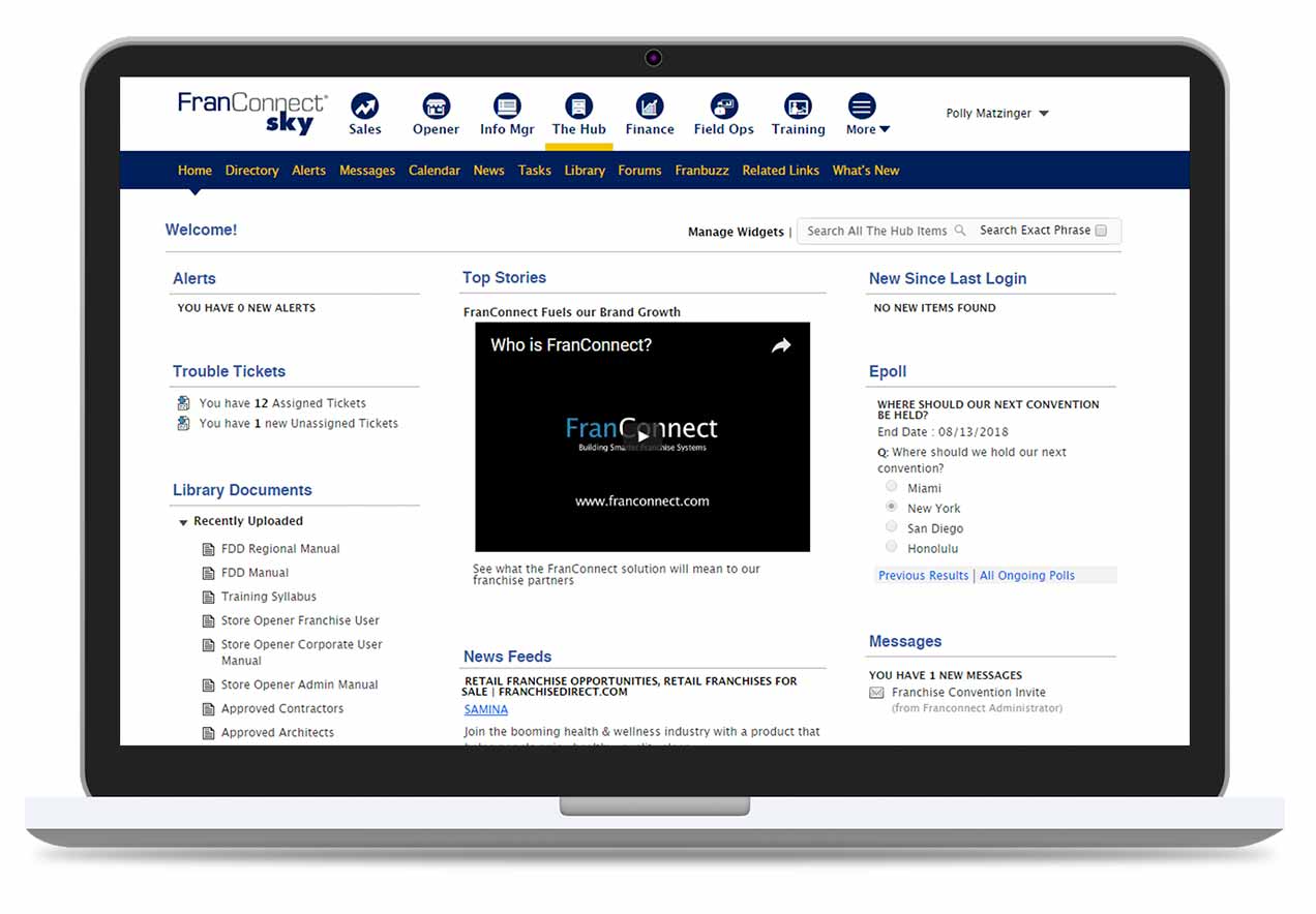 FranConnect Software - The central communications hub gives all users access to news and best practices information